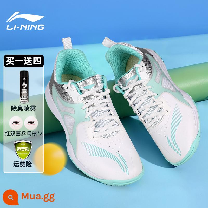 Giày bóng bàn Li Ning dành cho nữ, chống trơn trượt, thoáng khí, huấn luyện chuyên nghiệp cho nam, giày thể thao mắt đại bàng dành cho trẻ em thi đấu - Bản nâng cấp hoàn toàn mới [Island Blue] đi kèm bình xịt khử mùi + Bóng bàn Double Happiness*2 + bảo hiểm vận chuyển