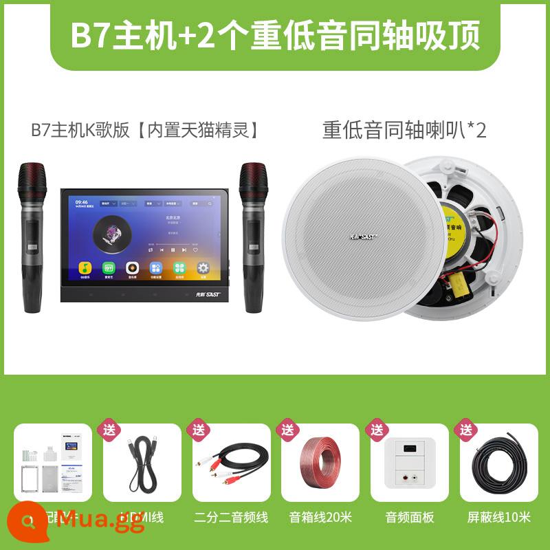 Xianke trần treo trần âm thanh nhúng nhạc nền chủ nhà hệ thống điều khiển thông minh loa phòng khách Bluetooth - Host phiên bản karaoke [model Tmall Elf tích hợp] + 2 trần đồng trục 6,5 inch