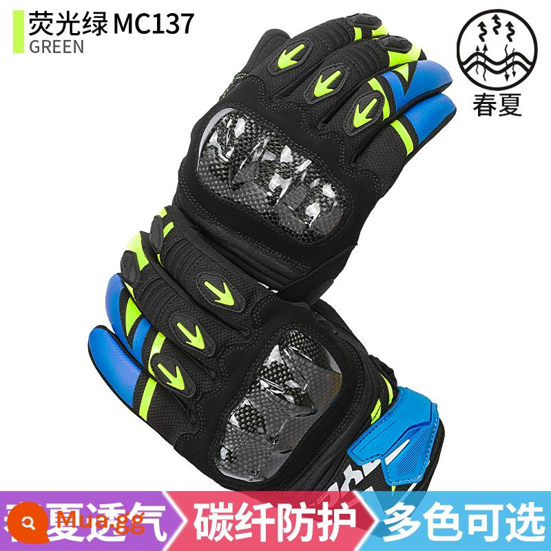 Saiyu Găng Tay Đi Xe Máy Mùa Hè Đua Hiệp Sĩ Xe Máy Chống Rơi Sợi Carbon Bảo Vệ Găng Tay Nam MC122 - MC137 (xanh huỳnh quang)