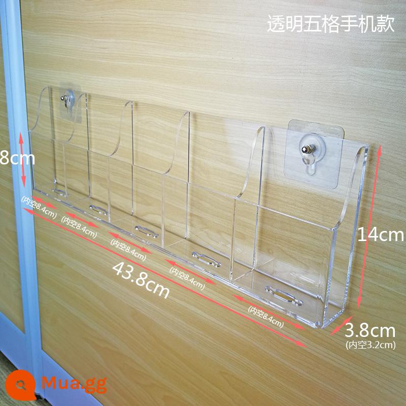 TV điều hòa không khí điều khiển từ xa hộp lưu trữ tường acrylic hộp sạc điện thoại di động hộp treo tường trong suốt kệ treo tường - Mẫu điện thoại di động năm khung trong suốt đi kèm miếng dán tường không đục lỗ miễn phí