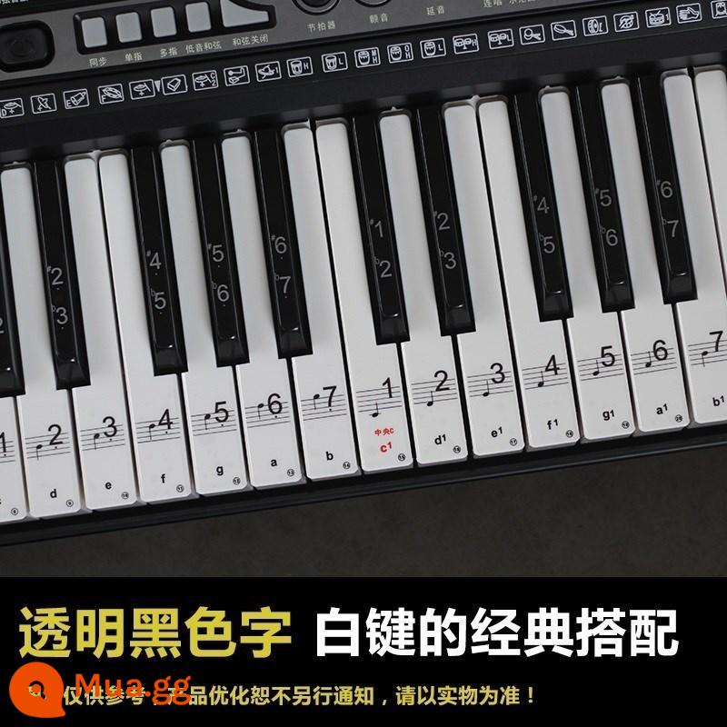 Bàn phím phổ 36 phím dán phổ đơn giản dán tường đàn piano điện tử sơ cấp 61 phím 54 phím hỗ trợ các bạn gái tập đàn piano điện tử - 88 phím 61 phím ký tự màu đen trong suốt [nhãn dán phím đen miễn phí]