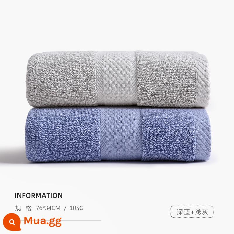 Bù nhìn 3 khăn nam cotton nguyên chất rửa mặt tắm hộ gia đình nữ cặp đôi cotton mềm thấm hút khăn mặt khách sạn - [2 gói] Xanh đậm + xám nhạt (bán chạy)