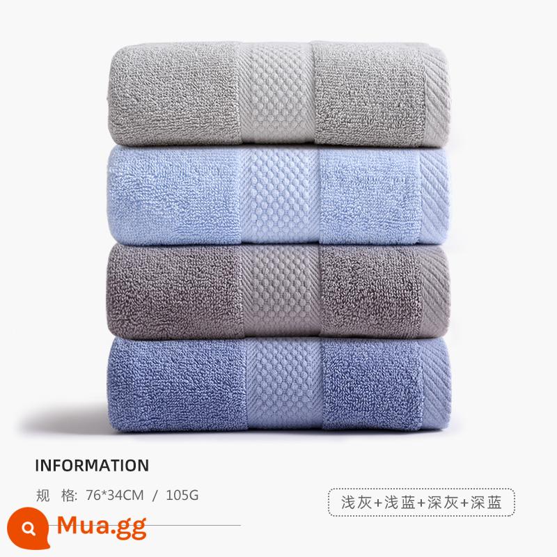 Bù nhìn 3 khăn nam cotton nguyên chất rửa mặt tắm hộ gia đình nữ cặp đôi cotton mềm thấm hút khăn mặt khách sạn - [4 Gói] Xanh đậm + Xám nhạt + Xanh nhạt + Xám đậm (Bộ giảm giá)