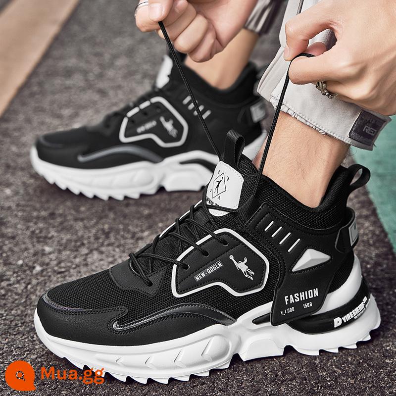 Jordan Gran sneakers nam mùa thu đông bố giày lưới da giày thoáng khí mới nhẹ giày chạy bộ - Đen và trắng