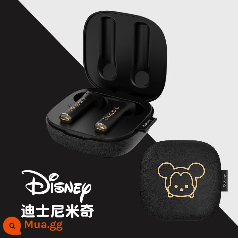 Tai nghe Bluetooth không dây Disney Disney Real - Họa tiết da phong cách Disney [Mickey Black]