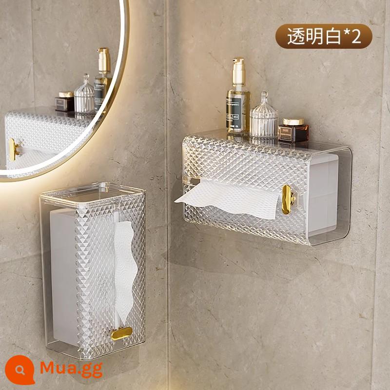 Tường hộp giấy giấy -hung -Free Home Makeup Room - Bộ 2 hộp trong suốt [ Treo tường/ Để bàn đa năng] Hư hỏng nếu bị rơi