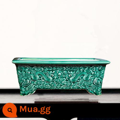 Yixing gốm sứ hoa cát màu tím Basin Handmade Glaze Pen Pot Tay bằng tay Trung Quốc Rồng cao - mở màu xanh lá cây