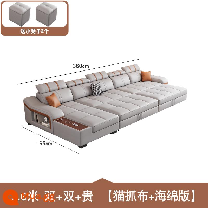 2023 Mới Mèo Xước Vải Đôi Thẳng Sofa Giường Có Thể Gập Lại Đa Năng Lưu Trữ 3 Người căn Hộ Nhỏ Phòng Khách - 3,6 mét đôi + gấp đôi + đắt tiền [vải xước mèo + phiên bản xốp]