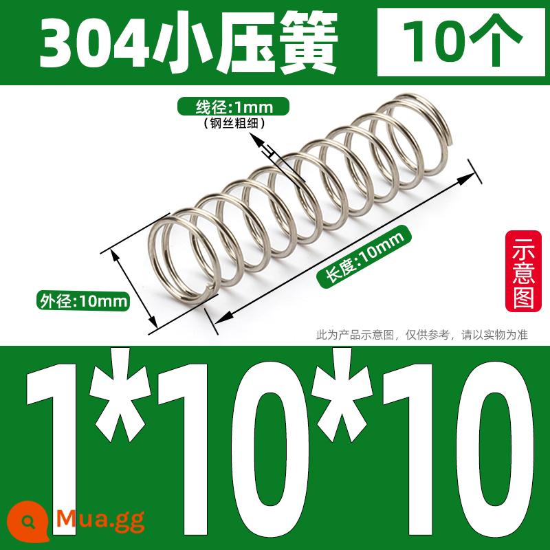 Thép không gỉ 304 lò xo nhỏ lò xo giảm xóc lò xo nén lò xo mềm trở lại lỗ lò xo áp lực tùy chỉnh 1/1.2/1.5 - 1*10*10(10 cái)