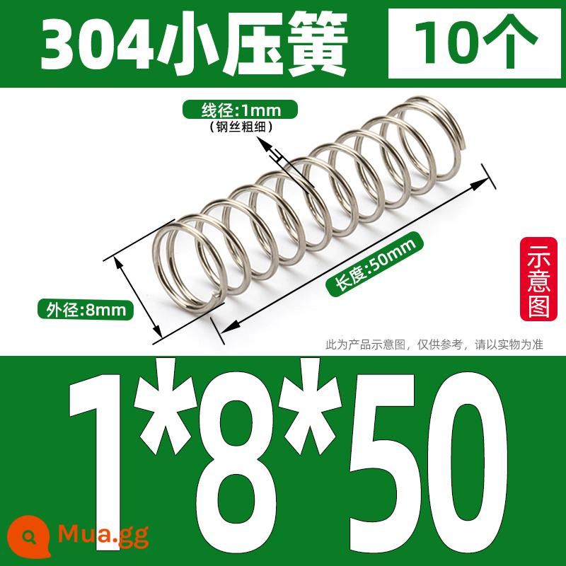 Thép không gỉ 304 lò xo nhỏ lò xo giảm xóc lò xo nén lò xo mềm trở lại lỗ lò xo áp lực tùy chỉnh 1/1.2/1.5 - 1*8*50 (10 cái)