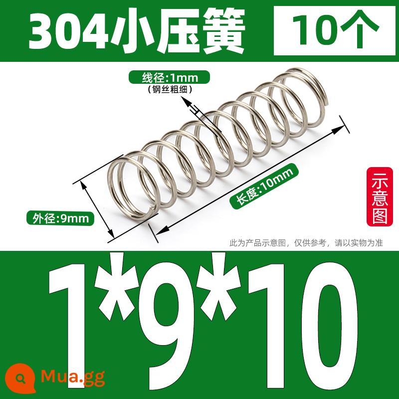 Thép không gỉ 304 lò xo nhỏ lò xo giảm xóc lò xo nén lò xo mềm trở lại lỗ lò xo áp lực tùy chỉnh 1/1.2/1.5 - 1*9*10 (10 cái)