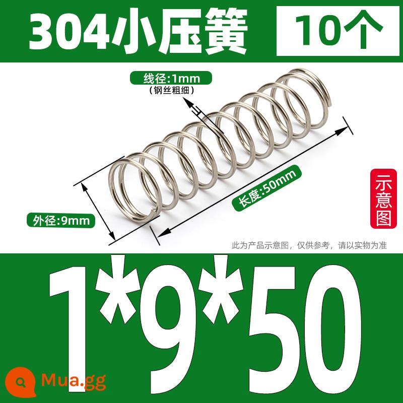 Thép không gỉ 304 lò xo nhỏ lò xo giảm xóc lò xo nén lò xo mềm trở lại lỗ lò xo áp lực tùy chỉnh 1/1.2/1.5 - 1*9*50 (10 cái)