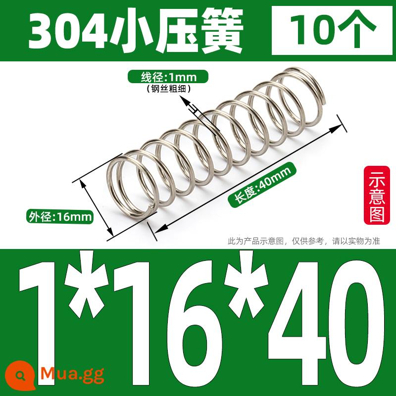 Thép không gỉ 304 lò xo nhỏ lò xo giảm xóc lò xo nén lò xo mềm trở lại lỗ lò xo áp lực tùy chỉnh 1/1.2/1.5 - 1*16*40(10 cái)