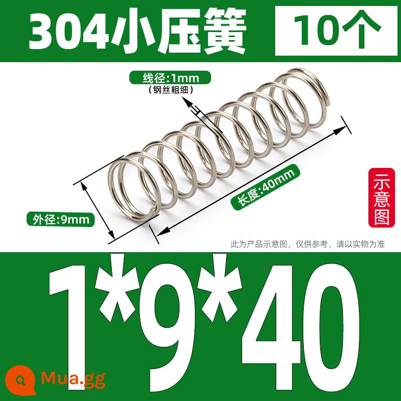 Thép không gỉ 304 lò xo nhỏ lò xo giảm xóc lò xo nén lò xo mềm trở lại lỗ lò xo áp lực tùy chỉnh 1/1.2/1.5 - 1*9*40 (10 cái)