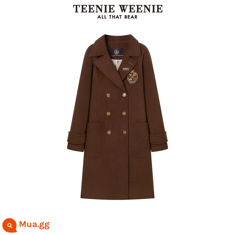 TeenieWeenie Bear 2022 mùa thu mới preppy dài đôi áo khoác len áo khoác - Bán trước-màu nâu