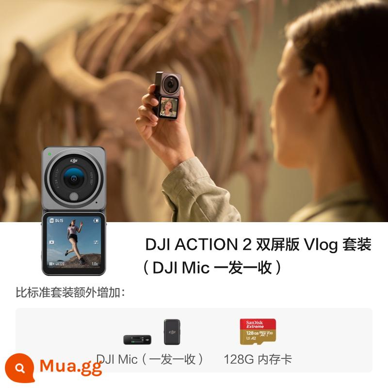 DJI Action 2 Osmo Magnetic Vlog Chống nước chống rung Máy ảnh thể thao DJI - Gói Vlog phiên bản màn hình kép (DJI Mic one-to-one)