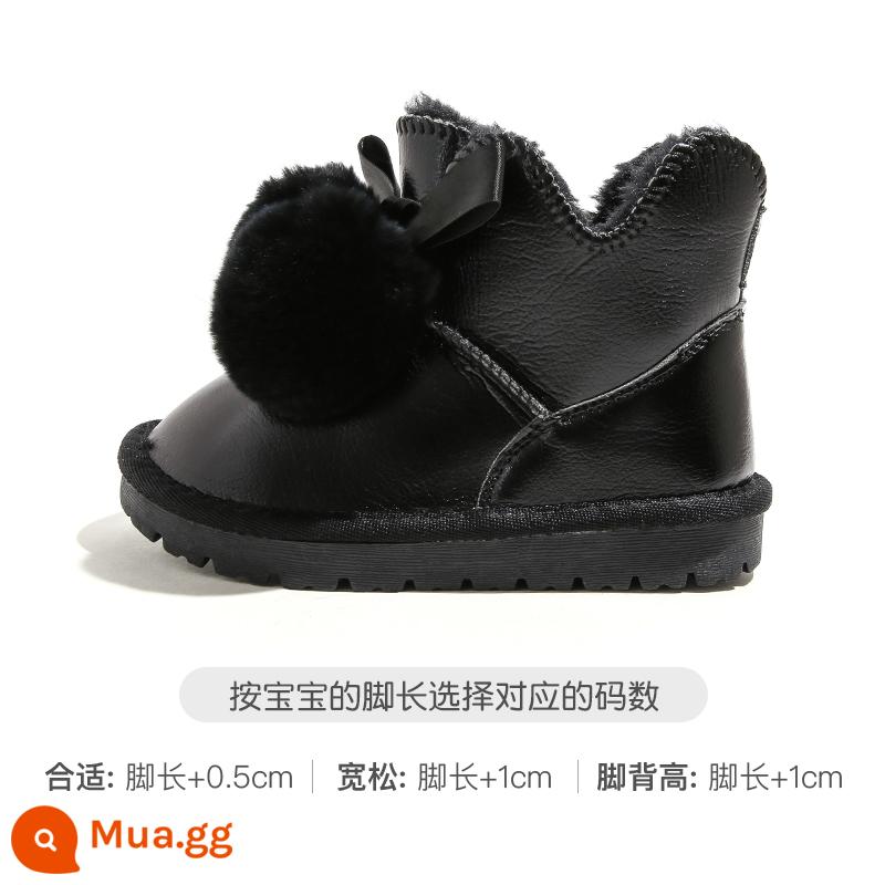 Baba Duck Children Boots Cô gái ấm áp Boots 2022 Mùa đông mới dày đôi giày bông lớn cộng với giày mùa đông nhung - đen