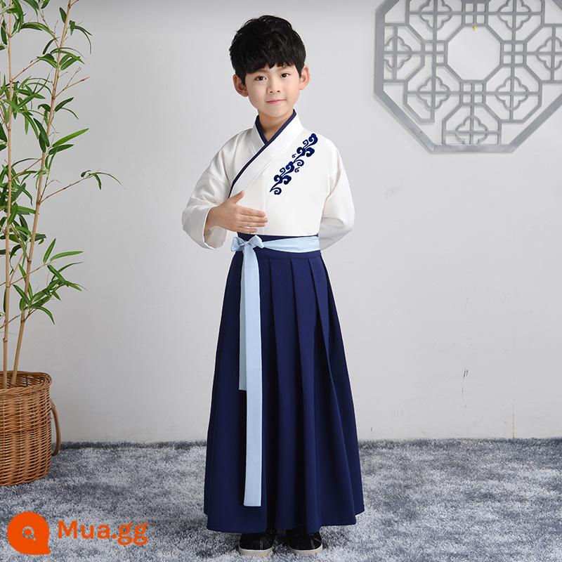 Hanfu trẻ em Sách phong cách Trung Quốc dành cho nam sinh Trường Quốc gia Quần áo trẻ em Trường tiểu học Trang phục cổ dài tay Trang phục nữ Sáu một - Áo dài tay nam