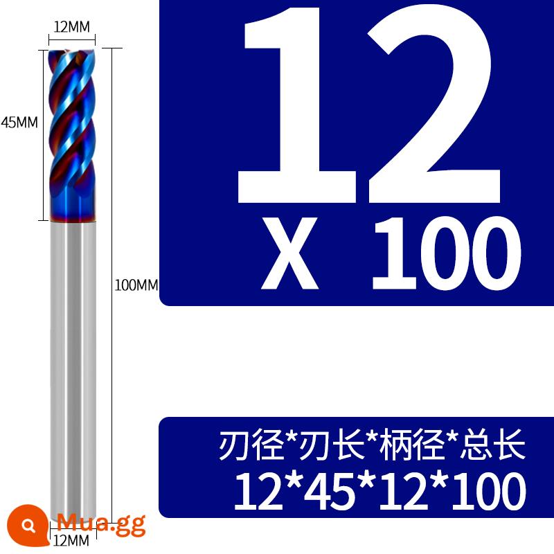 Dao phay Wiger 65 độ thép vonfram 4 lưỡi thép không gỉ dao phay chuyên dụng tráng hợp kim cối xay cuối thép phi tiêu chuẩn nhập khẩu - 12*45*12D*100L