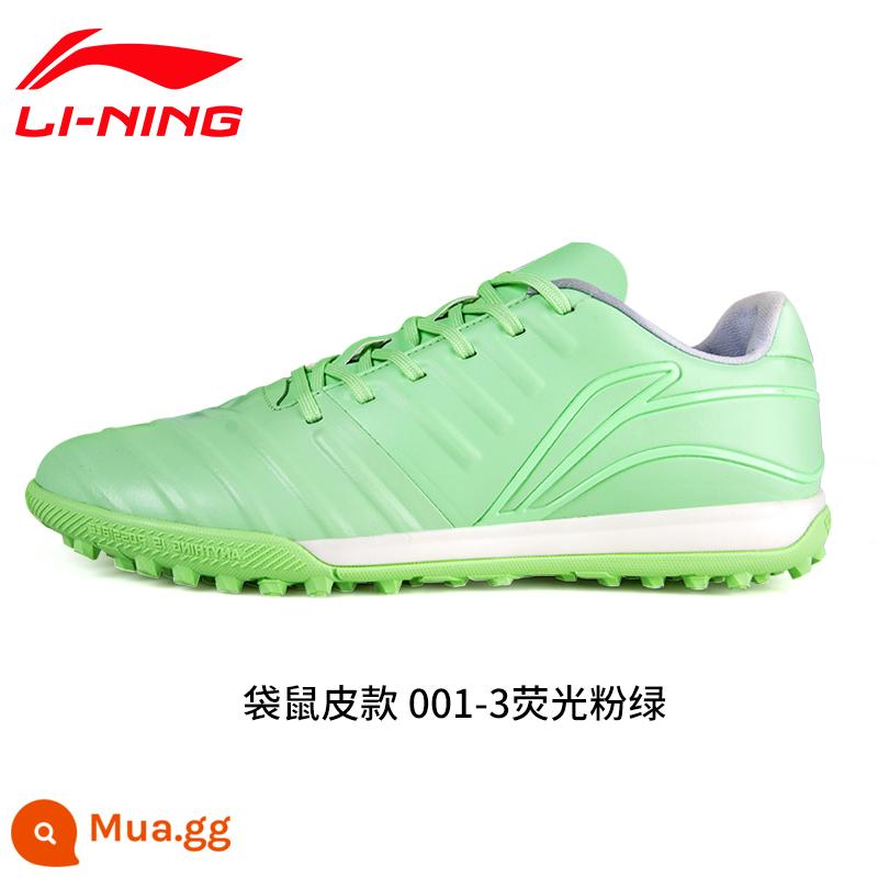 Chính hãng Li Ning trẻ em người lớn giày đá bóng nam nữ tiểu học bé trai đinh gãy giày TF training chân da cỏ nhân tạo - huỳnh quang xanh/trắng