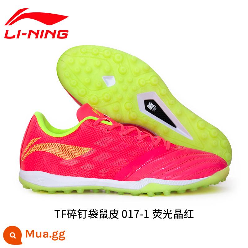 Chính hãng Li Ning trẻ em người lớn giày đá bóng nam nữ tiểu học bé trai đinh gãy giày TF training chân da cỏ nhân tạo - Tinh thể huỳnh quang màu đỏ