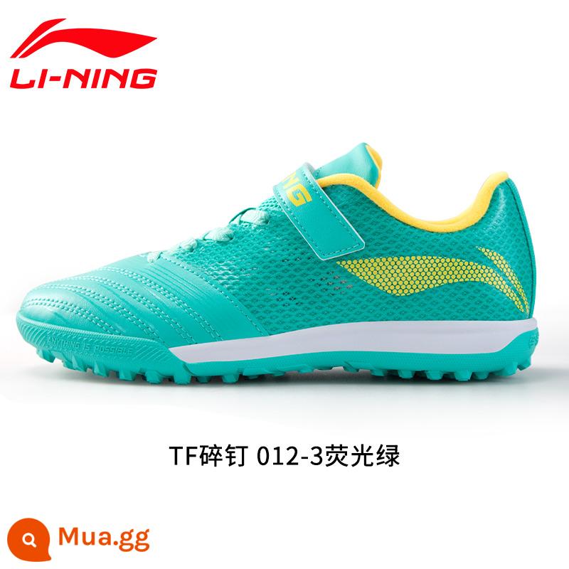 Chính hãng Li Ning trẻ em người lớn giày đá bóng nam nữ tiểu học bé trai đinh gãy giày TF training chân da cỏ nhân tạo - màu xanh huỳnh quang