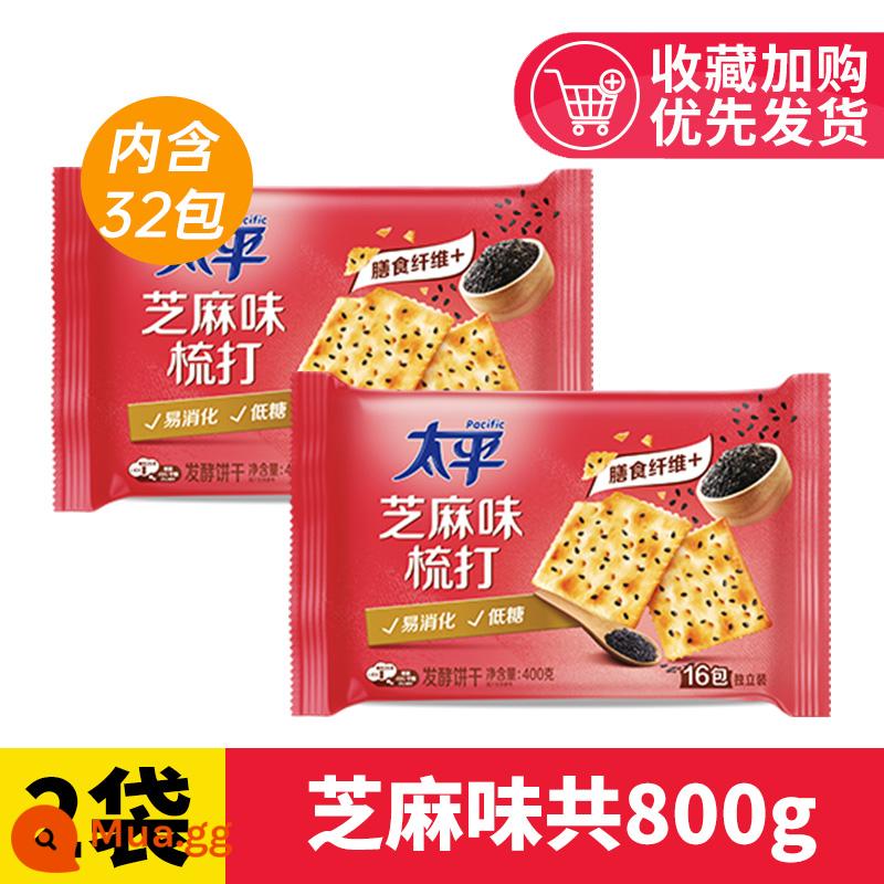 Mondelez Taiping soda bánh quy 400g soda cộng sắt hẹ sữa muối rong biển mè mặn đồ ăn sáng - Hương mè 400gX2 túi (32 túi)