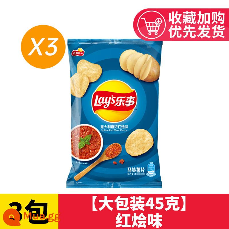 Khoai tây chiên Lay's Nguyên quả Dưa chuột ngoại cỡ FCL Leisure Zero Food Phồng Gói quà Snack Hàng Tết Nhóm Mua sỉ - 4 gói [gói lớn 45g] hương vị hầm đỏ