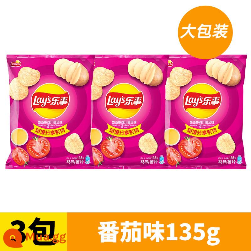 Khoai tây chiên Lay's Gói lớn Gói siêu lớn 135g*6 gói Hương vị gốc Đa hương vị Giant FCL Leisure Zero Food Wholesale - (Gói lớn một hương vị) Hương cà chua 135gX3 gói