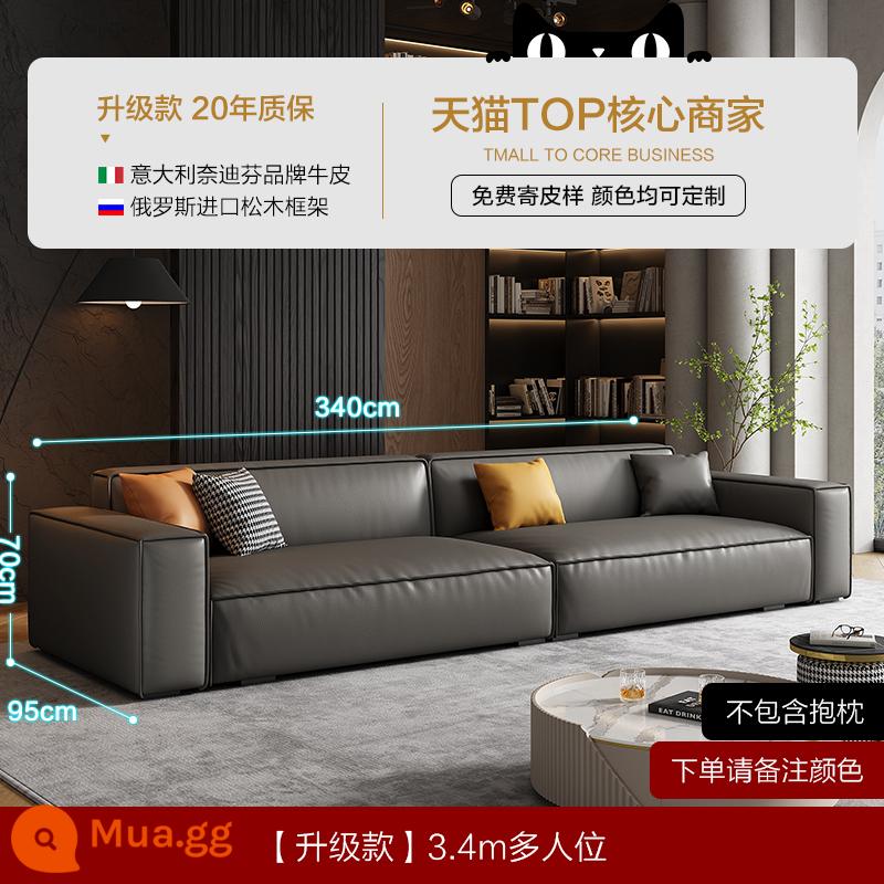 Nhúng Đậu Phụ Khối Sofa Da Phòng Khách Đơn Giản Hiện Đại Ánh Sáng Sang Trọng Bắc Âu Lưới Đỏ Baxter Sofa Ý Tối Giản - Da bò lớp thứ nhất dày 1,8mm [phiên bản nâng cấp - đen mờ] 3,4m nhiều người