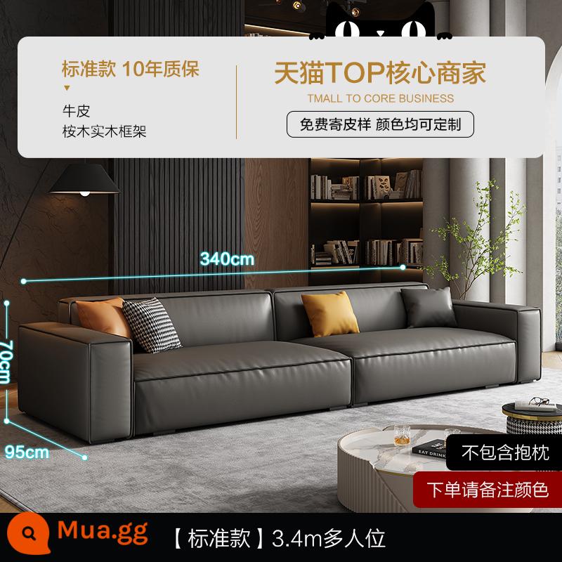 Nhúng Đậu Phụ Khối Sofa Da Phòng Khách Đơn Giản Hiện Đại Ánh Sáng Sang Trọng Bắc Âu Lưới Đỏ Baxter Sofa Ý Tối Giản - [Đề xuất của Lieer] Da bò dày lớp thứ nhất [Phiên bản tiêu chuẩn - đen mờ] Ghế nhiều chỗ 3,4m