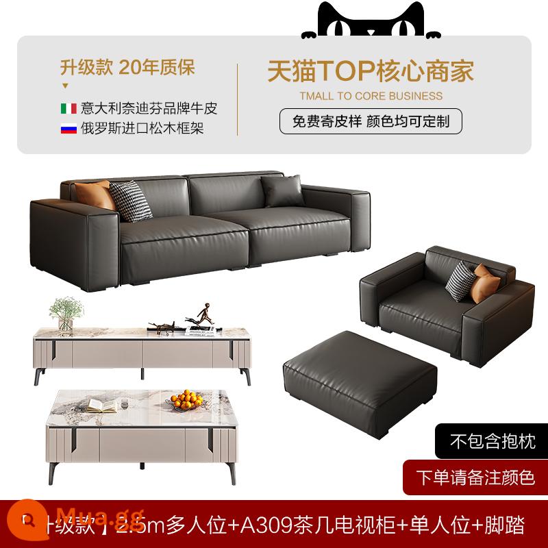 Nhúng Đậu Phụ Khối Sofa Da Phòng Khách Đơn Giản Hiện Đại Ánh Sáng Sang Trọng Bắc Âu Lưới Đỏ Baxter Sofa Ý Tối Giản - Da bò lớp 1 dày 1.8mm [phiên bản nâng cấp - đen mờ] Sofa da 2.5m + bàn trà 309 Tủ TV + ghế đơn + gác chân