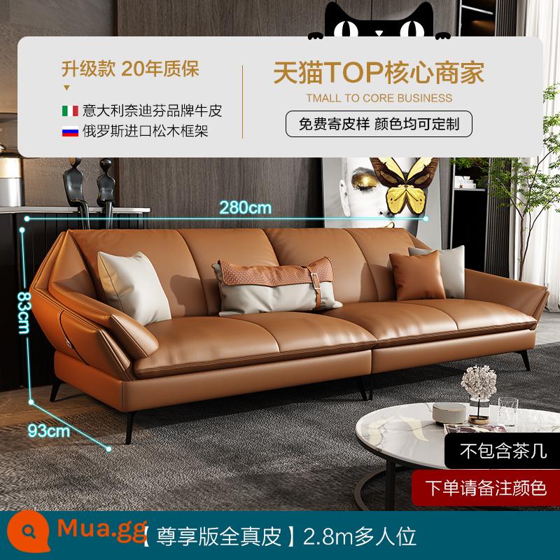 Sofa da Dipu Ý tối giản lớp đầu tiên da bò phòng khách hiện đại Ánh sáng Bắc Âu sang trọng hoàng phi góc sofa da nghệ thuật - Da bò lớp thứ nhất dày 360 độ 1,8mm [Phiên bản độc quyền hoàn toàn bằng da thật-Cam Chạng vạng] 2,8m nhiều người