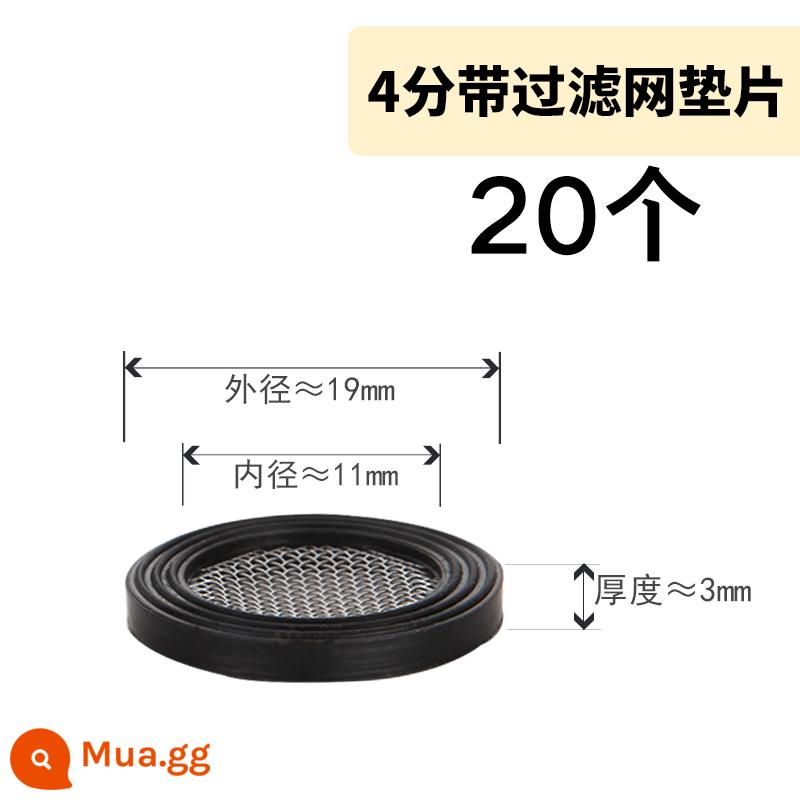 4 phút 6 phút 1 inch silicone con dấu cao su đệm máy nước nóng ống thổi vòi hoa sen ống nước da phẳng máy giặt - Miếng đệm màu đen 4 điểm có bộ lọc [20 miếng]