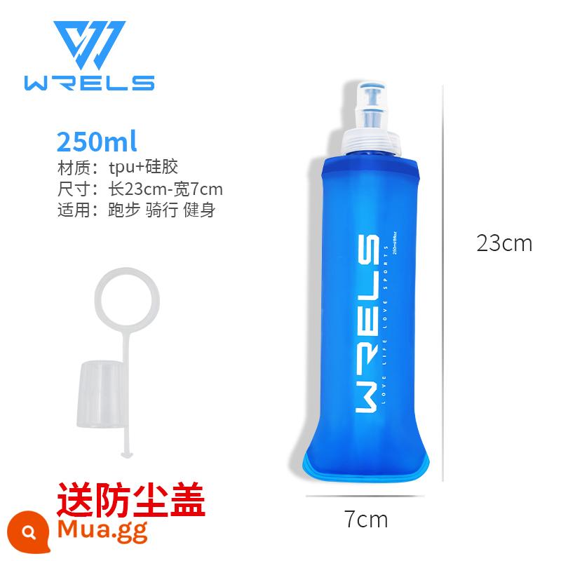 Thể Thao Mềm Ấm Siêu Tốc Silicon Cơ Quan Ngôn Luận Thể Dục Đạp Xe Chạy Có Thể Gập Lại Cốc Nước Ngoài Trời Ngoài Đường Túi Ấm Siêu Tốc Mềm - Nước biển xanh đậm 250ml