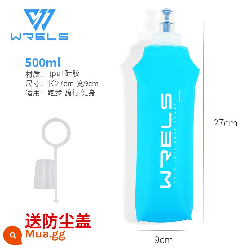 Thể Thao Mềm Ấm Siêu Tốc Silicon Cơ Quan Ngôn Luận Thể Dục Đạp Xe Chạy Có Thể Gập Lại Cốc Nước Ngoài Trời Ngoài Đường Túi Ấm Siêu Tốc Mềm - màu xanh da trời 500ml