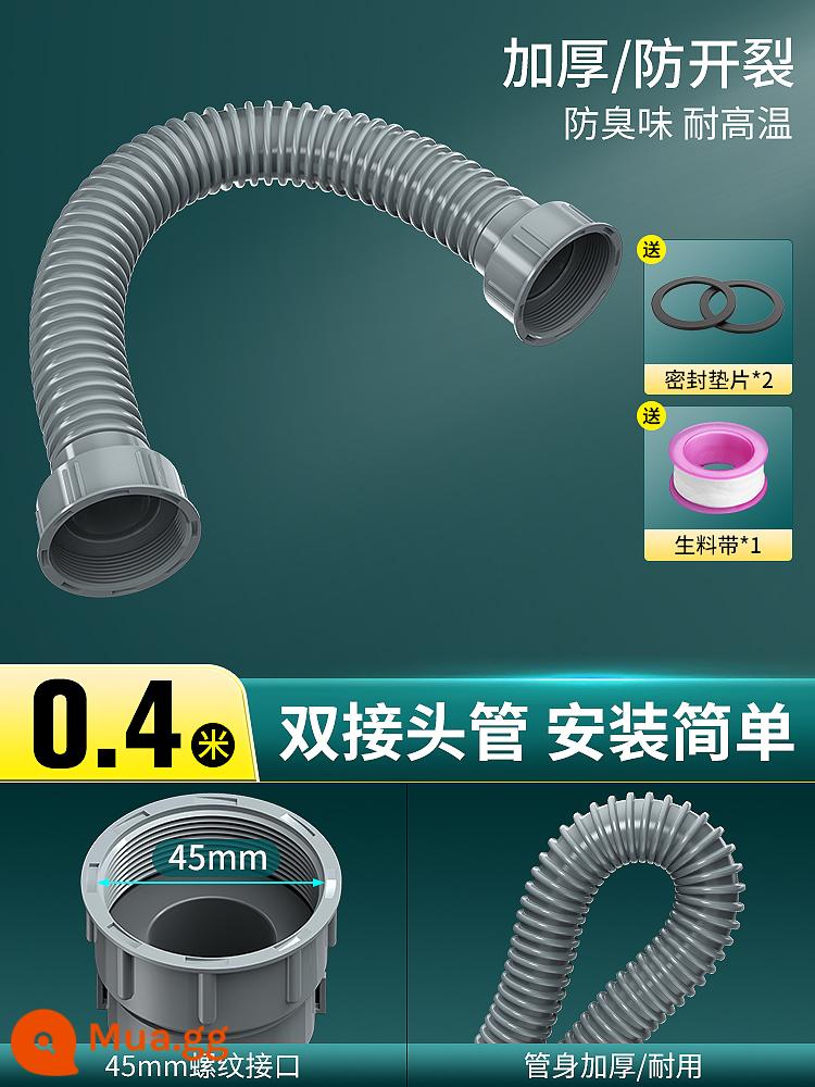 Bồn Rửa Bát Phụ Kiện Thoát Nước Bồn Rửa Bát Đa Năng Thoát Mềm Bộ Kênh Nhà Bếp Ống Thoát Nước - [Giao diện ren 45mm] 0,4m ♦ ống hai đầu