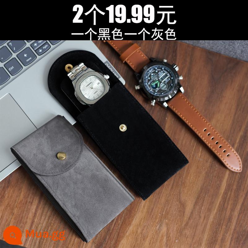 Green ghost watch storage bag portable watch bag travel watch bag protection bag nhung hộp đồng hồ single storage box - Một màu đen và một màu xám