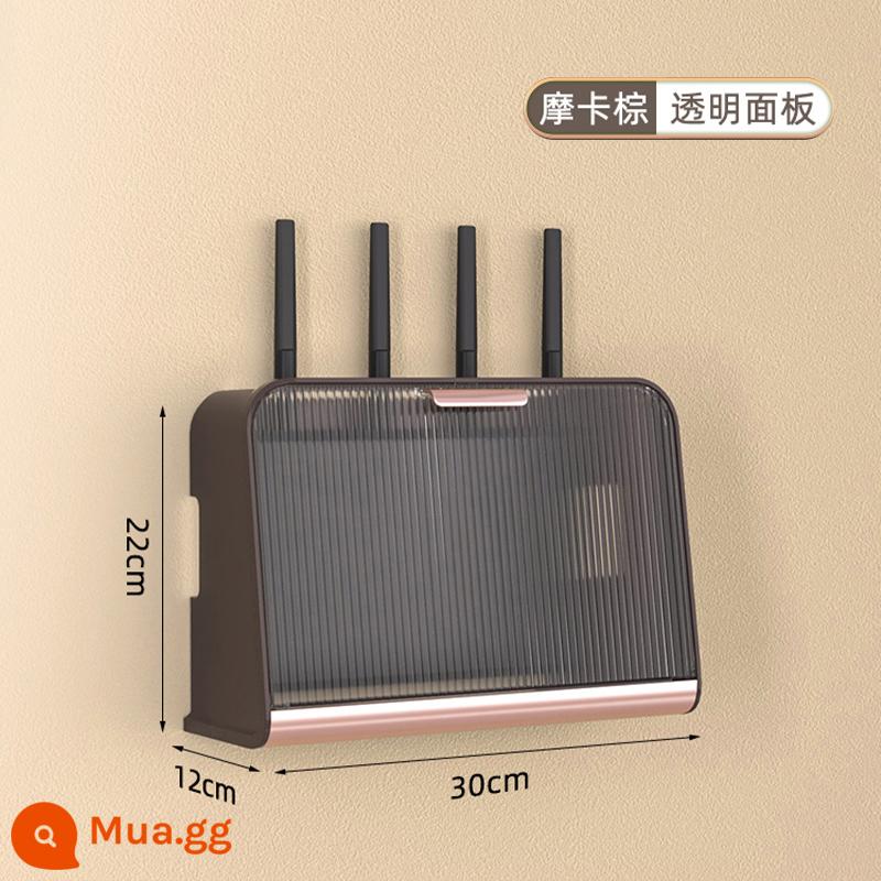 Router Hộp Bảo Quản Treo Tường Wifi Đèn Mèo Kệ Giá Rẻ Dây Hộp Dây Nối Dài Hoàn Thiện Hiện Vật - [Hộp lưu trữ bộ định tuyến treo tường] Mocha Brown/Bảng trong suốt