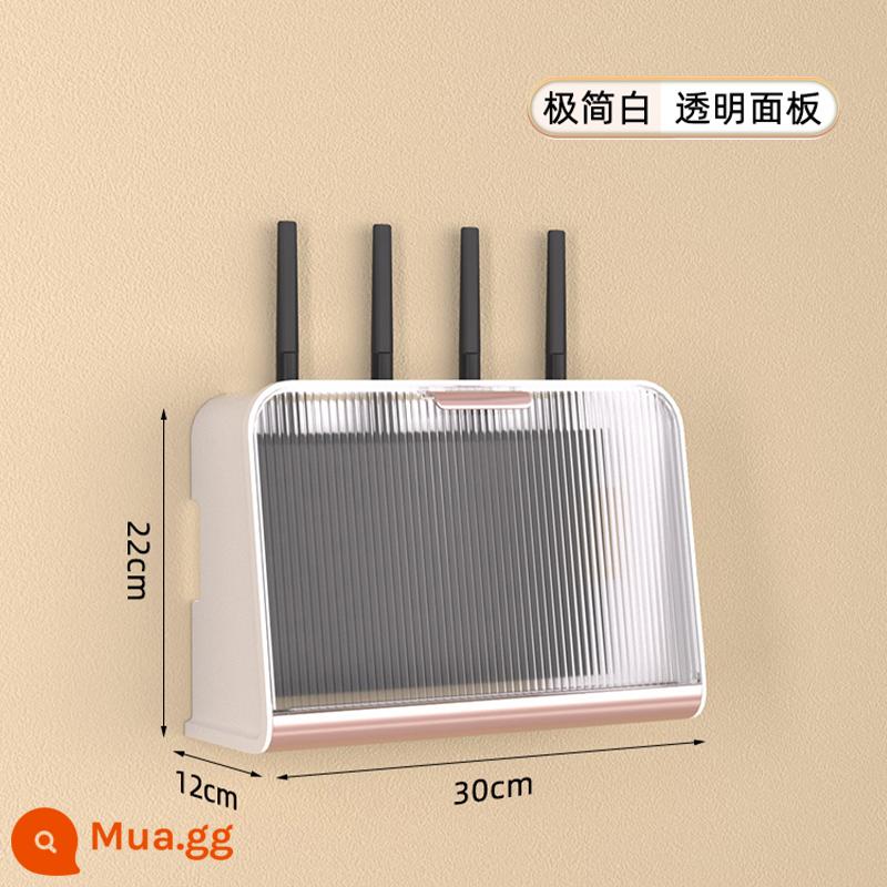 Router Hộp Bảo Quản Treo Tường Wifi Đèn Mèo Kệ Giá Rẻ Dây Hộp Dây Nối Dài Hoàn Thiện Hiện Vật - [Hộp lưu trữ bộ định tuyến treo tường] Bảng màu trắng/trong suốt tối giản