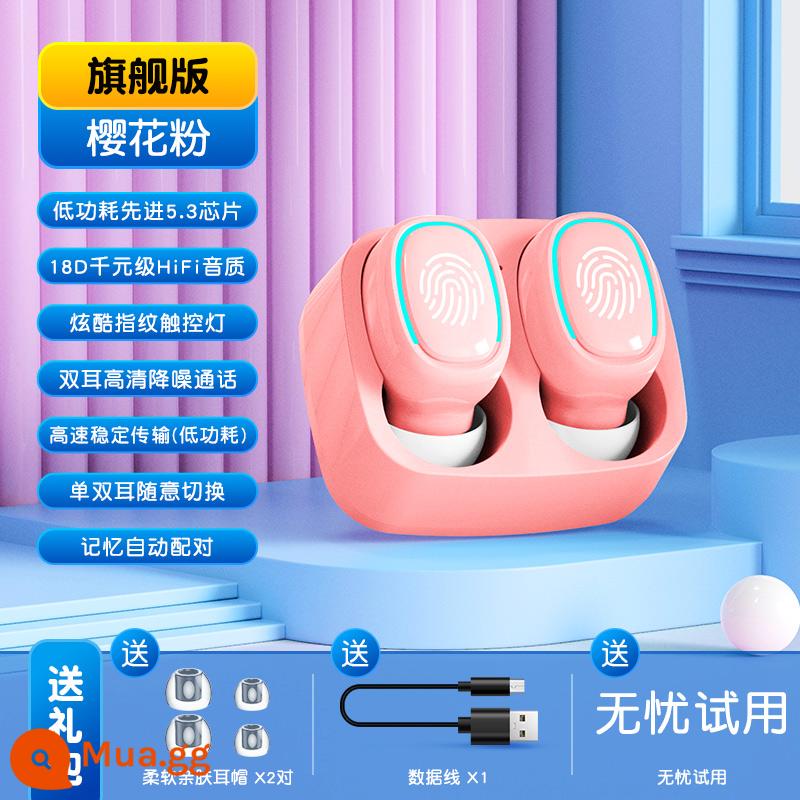 Tai nghe Bluetooth mini không dây nhét tai giảm tiếng ồn chất lượng cao mới cho Apple vivo Xiaomi oppo Huawei - [Phiên bản cuối cùng] Sakura Pink (chip tiêu thụ điện năng thấp 5,3★ Chất lượng âm thanh nghìn nhân dân tệ 18D ★ Cuộc gọi giảm tiếng ồn HD ★ chuyển đổi giữa tai đơn và tai đôi theo ý muốn)