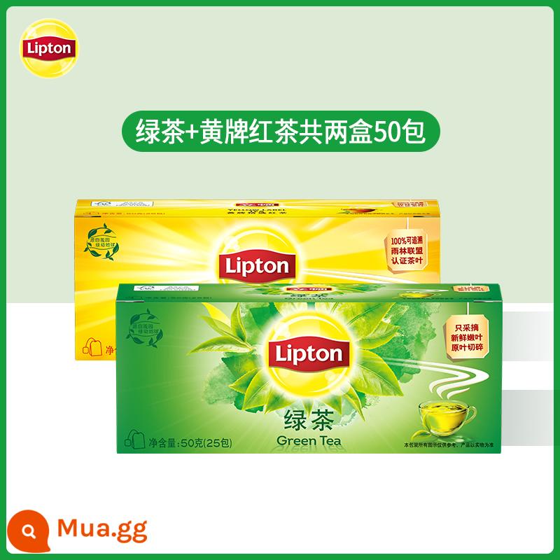 Trà đen Lipton thẻ vàng 25 gói lá trà xanh ủ trà lài Trà Lipton túi lọc trà thảo mộc trà túi lọc nước - 25 túi trà xanh + 25 túi trà đen nhãn vàng