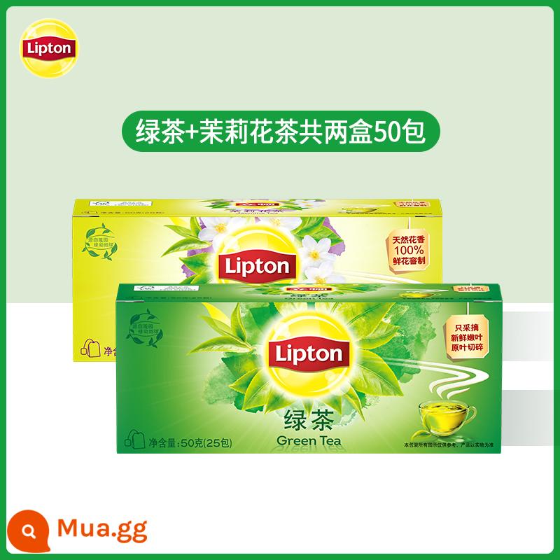 Trà đen Lipton thẻ vàng 25 gói lá trà xanh ủ trà lài Trà Lipton túi lọc trà thảo mộc trà túi lọc nước - 25 túi trà xanh + 25 túi trà lài