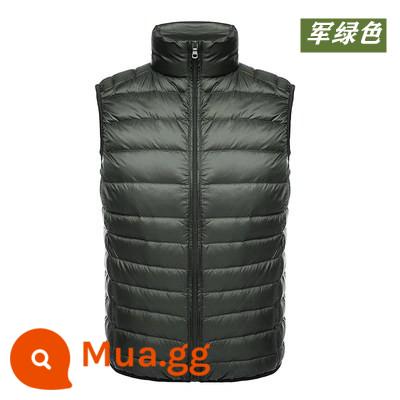 Cao Cấp Ánh Sáng Và Ánh Sáng Xuống Áo Khoác Nam Cổ Đứng Áo Vest Lót Vest Vai Trắng Vịt Xuống Áo Khoác Di Động - Quân đội xanh