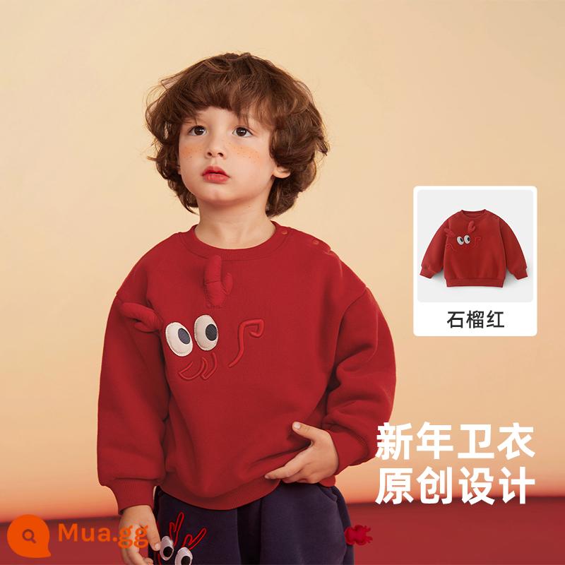 [Năm con rồng Limited] Qi Qi Xiong Áo len nhung đỏ cho bé trai Quần áo năm mới Quần áo mùa đông Quần áo mùa đông cho bé mùa đông mới - Lựu Đỏ Năm Thìn Limited [Thêm Nhung Và Dày]