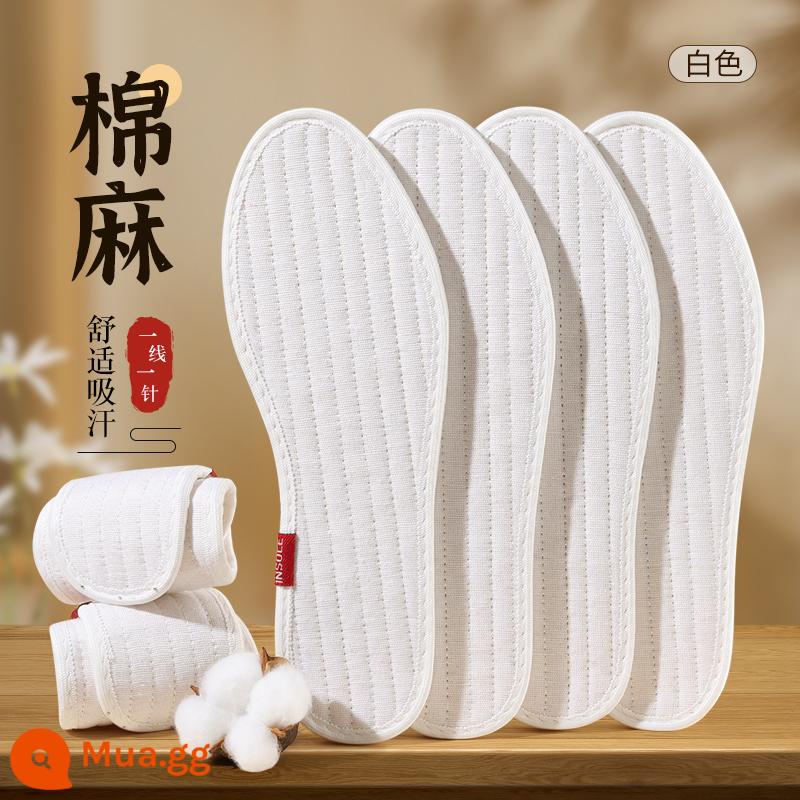 Lót cotton và sợi gai dầu cho nam và nữ thấm mồ hôi khử mùi thoáng khí khử mùi đáy siêu mềm thoải mái giày da chân thủ công chống mồ hôi đặc biệt mùa hè - 3 đôi] Vải cotton và lanh dệt kim màu trắng ngải cứu