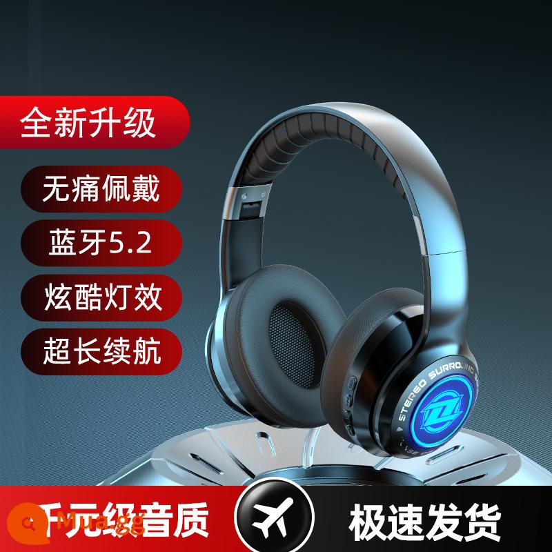 Tai nghe bluetooth thể thao điện tử tai nghe trò chơi gắn trên đầu có dây và không dây sử dụng kép điện thoại di động có thể gập lại ở chế độ chờ siêu dài máy tính - Màu đen thời thượng [Phiên bản nâng cấp] Bluetooth 5.2 Lõi mạnh + Ánh sáng chuyển màu đầy màu sắc + Bịt tai lớn thoải mái