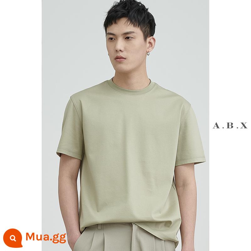 Mùa Hè Tùy Chỉnh Hai Mặt Làm Bóng 40 Cotton Áo Thun Nam Dáng Rộng Tất Cả Trận Đấu Nam Đáy Áo Sơ Mi Trắng - xanh xám