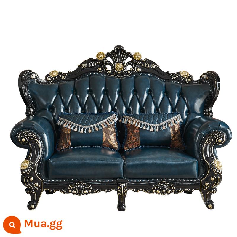 Sofa da kiểu châu Âu 123 kết hợp gỗ rắn bằng gỗ đặc biệt đơn giản ở châu Âu sang trọng phòng khách phòng khách retro nội thất retro - Ghế đôi