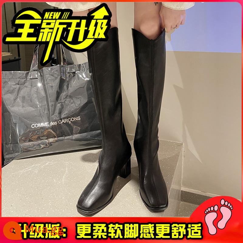 Boots nhỏ màu be Martin Boots Phụ nữ Mùa thu và mùa đông Boots 2022 Giày cao gót dày mới, nhưng đôi giày cao đến đầu gối - Phiên bản nâng cấp nhung đen mỏng